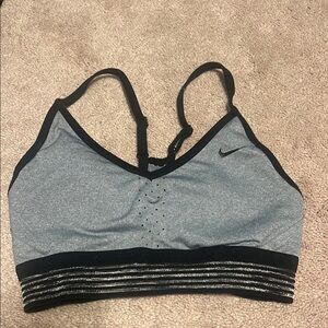 Nike Gray and Black Sports Bra Moisture-Wicking Racerback